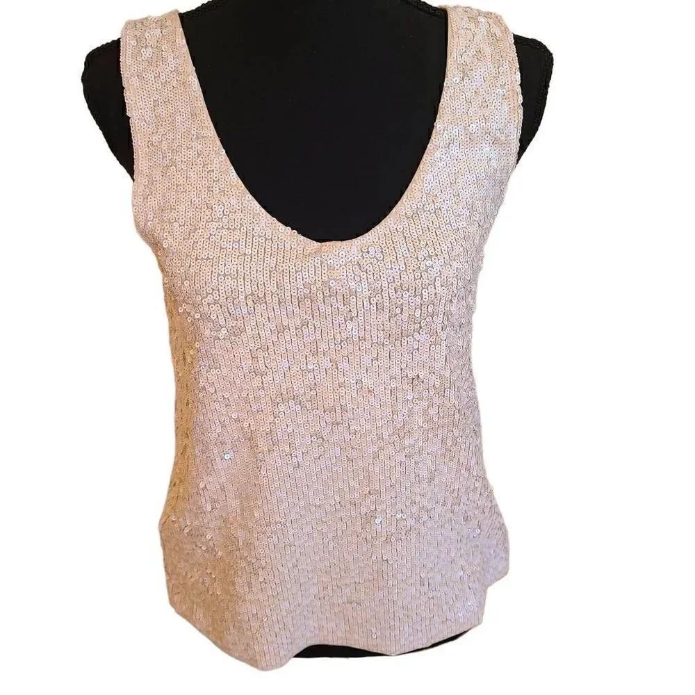 NWT J Crew Womens Sleeveless Tank Top Sequin Cotton Cream Small - Picture 3 of 12